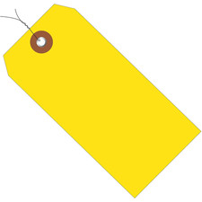 Shipping Tags Wired, 4 3/4"L X 2 3/8"W 100-Pack Yellow Plastic Shipment Tag