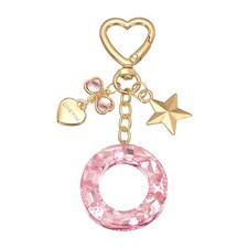 Cute Initial Letter Keychain, Letter O Keychains for Women Girls Bling Pink