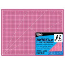 U.S. Art Supply 18" x 24" Self-Healing Cutting Mat 24"L x 18"W, Pink/Blue
