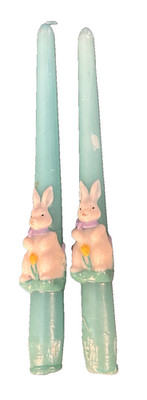 Vintage American Greetings 3D Easter Bunny 10 inch Tapered Candles Set of 2