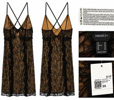 Forever 21+ Full Slip Black/Nude Floral Lace Sheer Lightweight Plus 3X