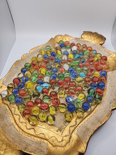 Bag of Swirl Marbles Clear with color swirl bought at an estate sale - Picture 1 of 4