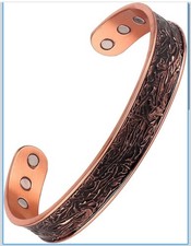 2pk - Solid Copper Magnetic Bracelet Ring Set Arthritis Men Women Cuff Ring Set