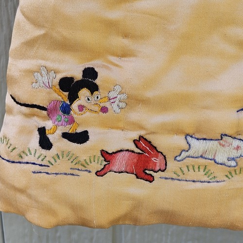Antique 1930 Mickey Mouse Coat & Bonnet *RARE* Chinese Silk Peach Hand Made - Picture 20 of 24