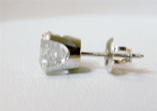 CERTIFIED .97CT ROUND DIAMOND SOLITAIRE 14K W/GOLD SINGLE STUD EARRING - Picture 4 of 7