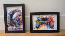 Framed Prints Gaming Controller and Headphones Wall Art Decor