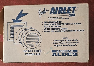 ALDES FRESH-AIRLET White 12-555 200-AIR INLET for indoor air New: Opened Box