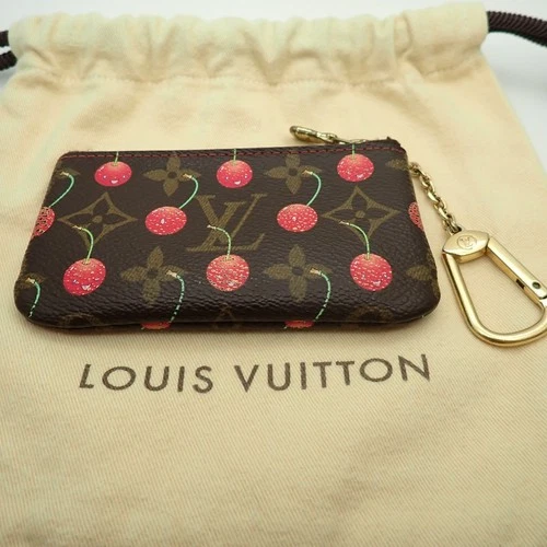 Auth Louis Vuitton Pochette Cles M95042 Monogram Coin Case Cherry Murakami