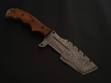 COLTELLO INSEGUITORE ACCIAIO DAMASCATO FATTO A MANO 10" PERSONALIZZATO MANICO PALISSANDRO CON FODERO F423