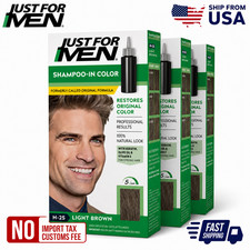 Just For Men Shampoo-in Hair Dye for Men, H-25 Light Brown, 3 Pack NEW