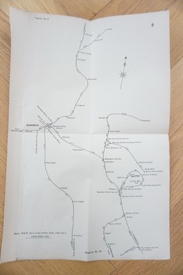 1915 North Eastern Railway Distance Diagram Plan Map Morpeth Blyth Ref 8