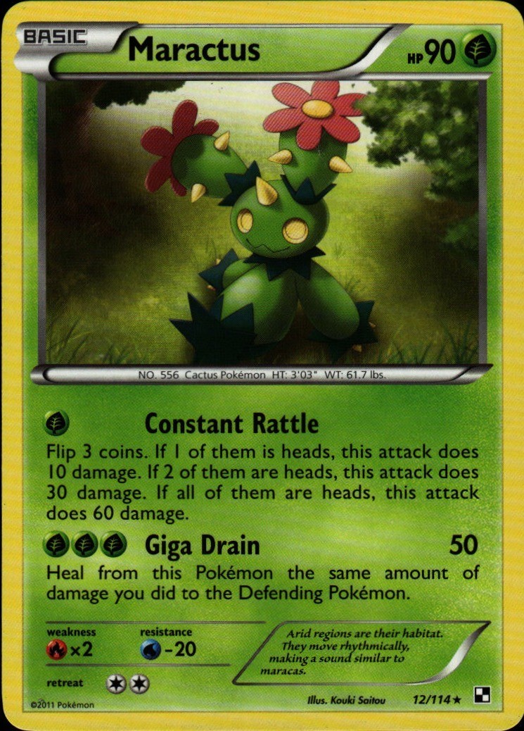 Pokemon TCG Card Maractus (12) Rare Grass Normal Black and White BLW 12/114  Kou