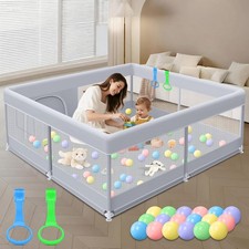 XVISHX Baby Playpen 50 x 50 Inch Play Pen Playards, 50  50 Inch, Grey