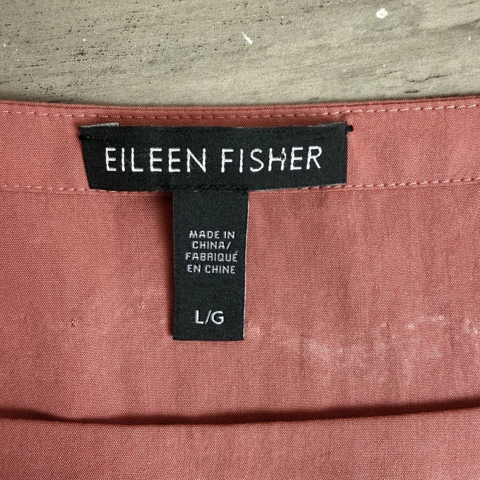 Vestido Eileen Fisher Cambio L Rosa Polvorienta Tencel Lyocell Manga Gorra Cuello Barco Leer Foto 4 de 4