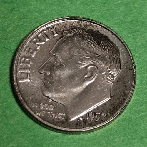 1957-P Roosevelt 90% Silver Dime Brilliant Circulated with Free Shipping