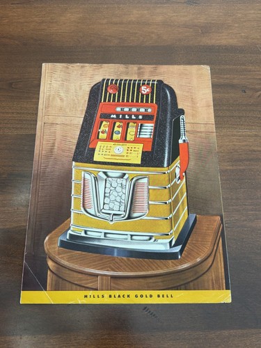 Vintage Mills Slot Machine operator Mills Black Gold Bell  Advertising Poster