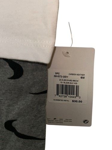 Nike Infant 3-Piece Swoosh Set - White & Gray 6 mo - Picture 3 of 3