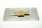 Chevrolet Chevy 3D Gold Bowtie Stainless Steel Metal License Plate Sign Tag