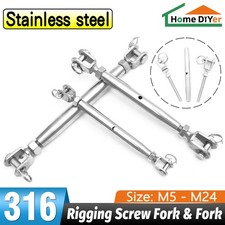 Stainless Steel Turnbuckle Rigging Screw Jaw to Jaw Wire Rope Tensioner A4 316