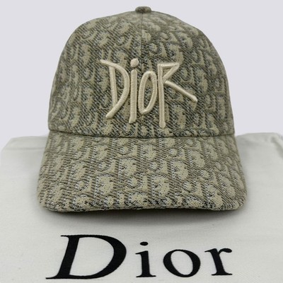 Dior Oblique Monogram Logo Cotton Canvas Baseball Cap Hat Beige