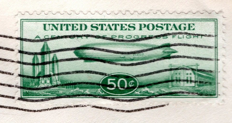 C18 Century of Progress 50c Zeppelin 1933 Miami FL Flown to Chicago Rice Cachet - Image 2 of 3