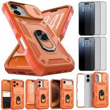 For iPhone 17 Pro Max/Pro/Air Lens Slide Case Rugged Ring Cover / Tempered Glass