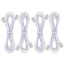 4-Pack 6.6Ft White Telephone Landline Extension Cord Cable with RJ-11 Plug
