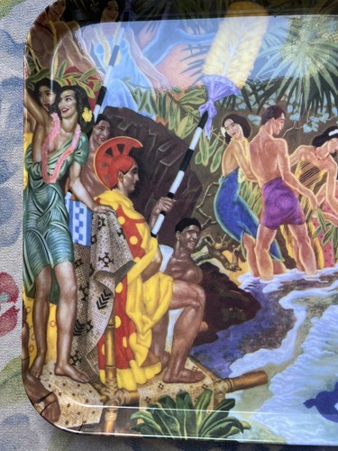 Vintage Melbel Pacific Coasters Melamine Tray Hukilau Eugene Savage Tropical - Picture 3 of 8