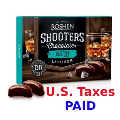 Roshen ''Shooters'' Chocolate Candy with Rum Liqueur 150g / 5.3oz   Box of Sweets