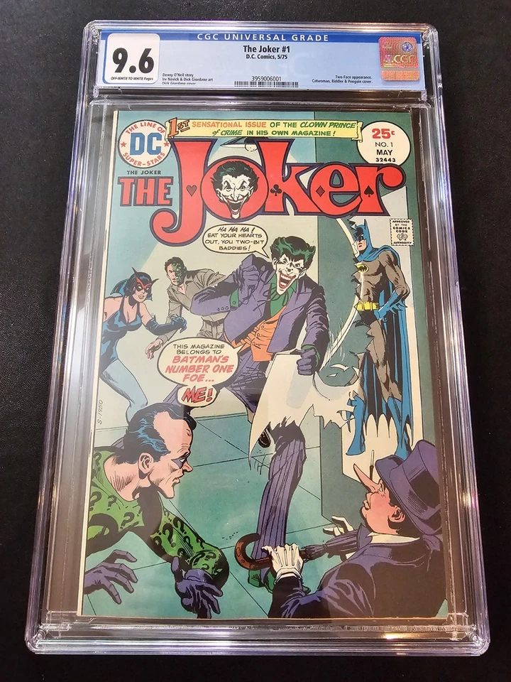 🔥 The Joker #1 (1975) CGC 9.6 Aplicación de dos caras Catwoman Penguin Riddler Cubierta Foto 2 de 3