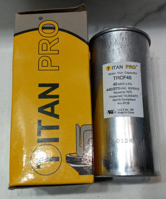 Titan Pro Trcf45 Motor Run Capacitor, 45 Mfd, 4-5/8 In. 440/370 VAC New