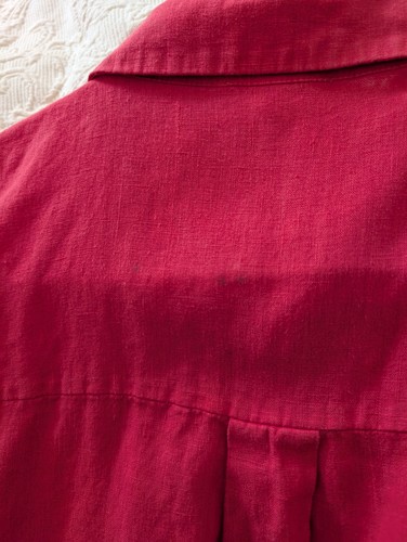 Abito Camicia Eileen Fisher Lino Biologico Rosso Bottoni davanti Senza Maniche Taglia S - Foto 5 di 7