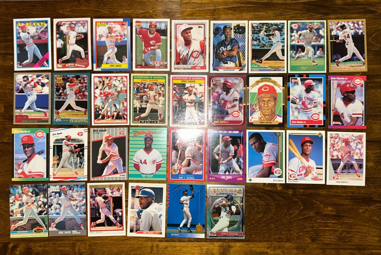 (33) Eric Davis Collection 1988-2001 Topps  Donruss Fleer 1993  NO 1985 Rookie