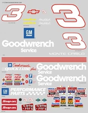 1/12 scale Dale Earnhardt Monte Carlo Car Vinyl Sticker Sheet - fits Losi