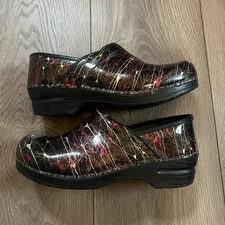 Sanita Clogs Womens 6 US Professional Splatter Comfort Slip On 37 EU Danish Clog