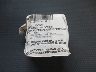 Chemical Agent Detector Paper, 6665-01-226-5589, Exp 08/17, M9