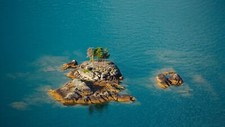 Landscape nature rocks water trees island sea aerial Custom Gaming Mat Desk