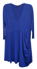 Cupio  Asymmetric Dress Womens Large Blue Jersey 3/4 Sleeve Lagenlook Casual