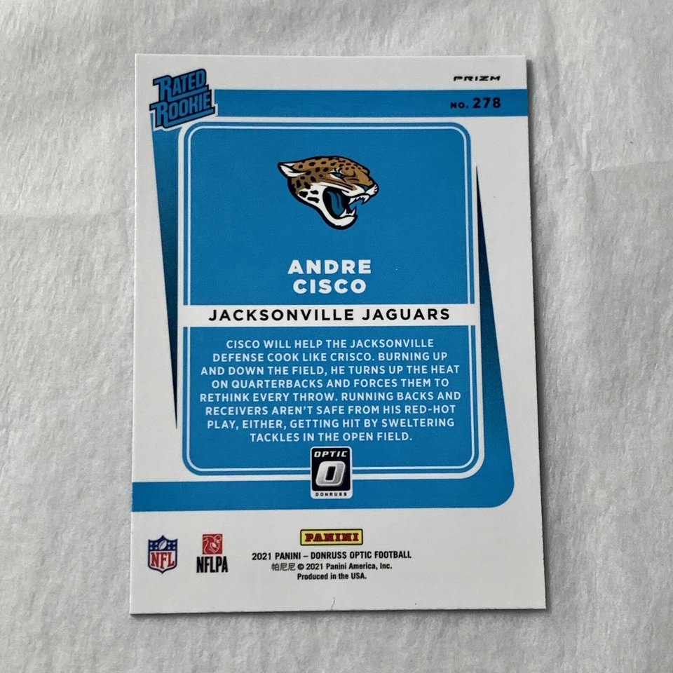 Andre Cisco Optic Panini 278 2021-22 Jaguars Rookie Rc Blue Rated Rookie - Image 2 of 2