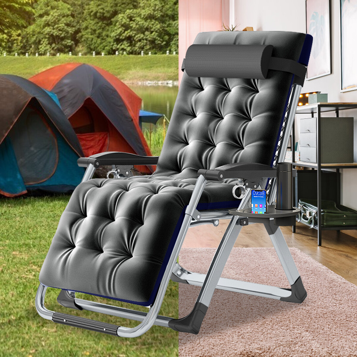Padded Lounge Chair  Reclining Chaise