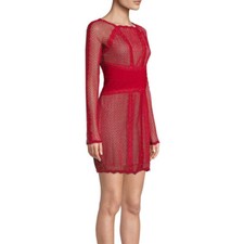  NWT FREE PEOPLE MIXED MESH BODYCON CHERRY DRESS XS XSMALL AUTHENTIC $250  SFS