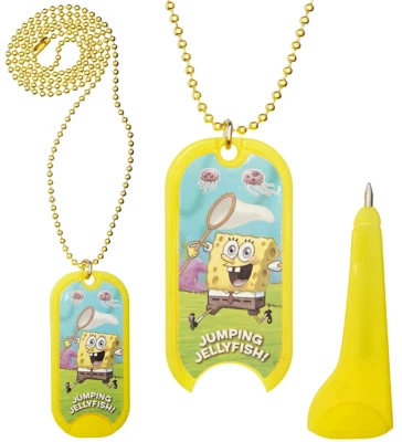 COURAGE Nickelodeon Kooky SpongeBob Squarepants Mini Pen Dog Tag Chain Necklace Jewelry