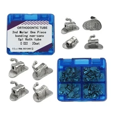 Tubos bucales de ortodoncia dental 2do molar Bondable Roth 022 monobloque MIM