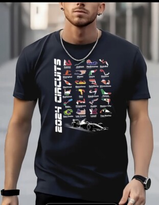 2024 Formula Racing Track Formula Race Formula Car Fan T-Shirt 100 % Polyester