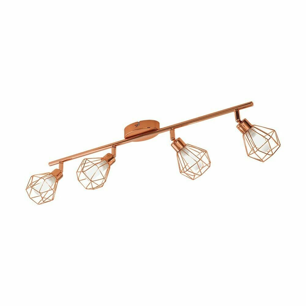 EGLO ZAPATA 4 LIGHT CEILING -COPPER AND STEEL-Bulbs Included! - RRP £173.