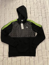 Sergio Tacchini Sweater Mens Small Hoodie Green Gray Black NWT