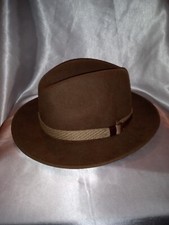 DORFMAN PACIFIC BROWN FEDORA HAT SIZE MEDIUM 100 WOOL WPL5923