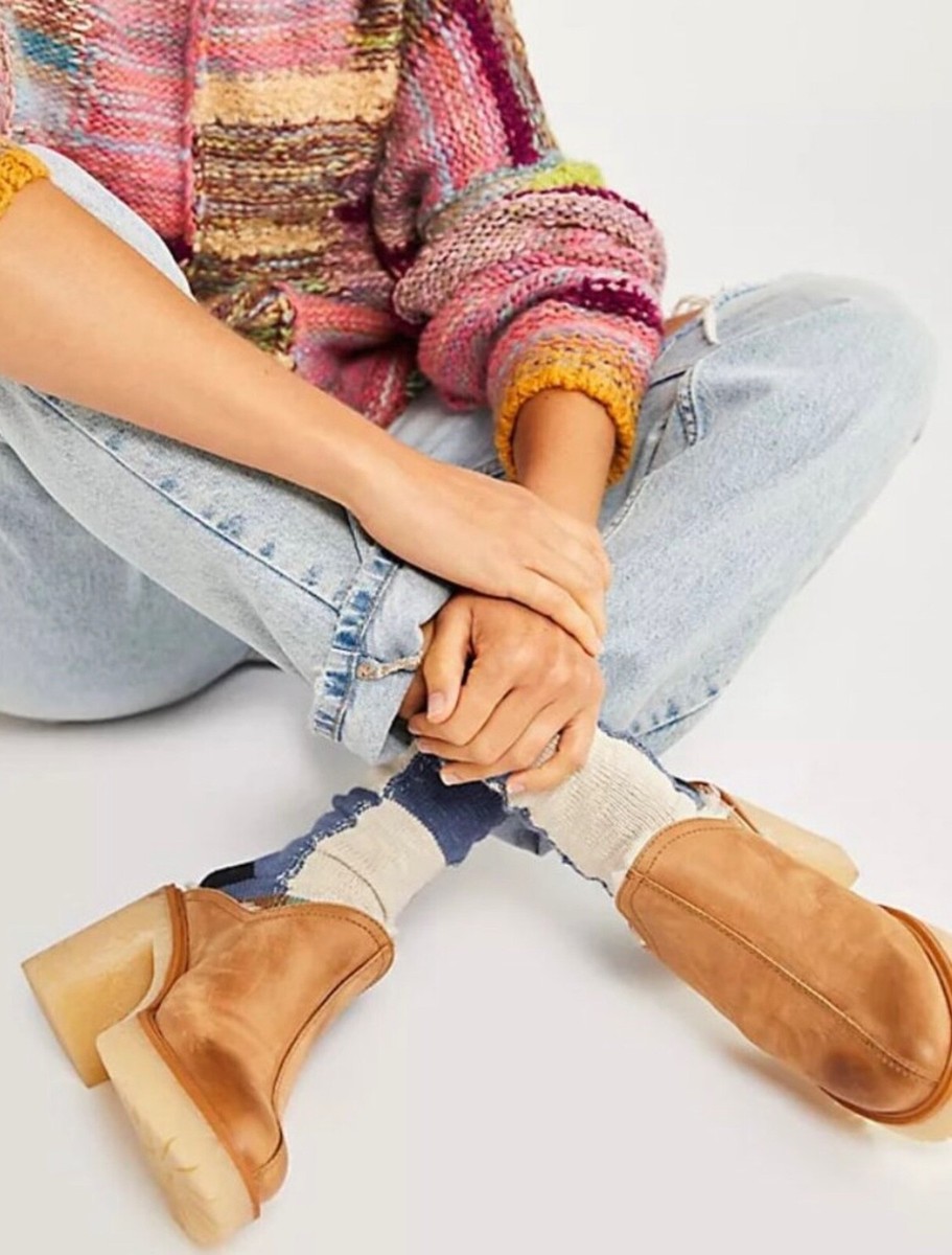 Free People James Mule Tan Cozy Faux Fur Leather Crepe Platform