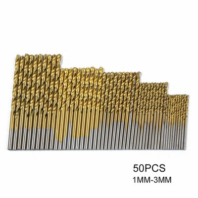 50pcs Drill Bit Set Titanium Coated HSS High Speed Steel Hex Shank Quick Change