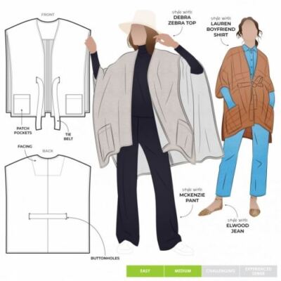 Style Arc Schnittmuster Percy Poncho Größen 18-30